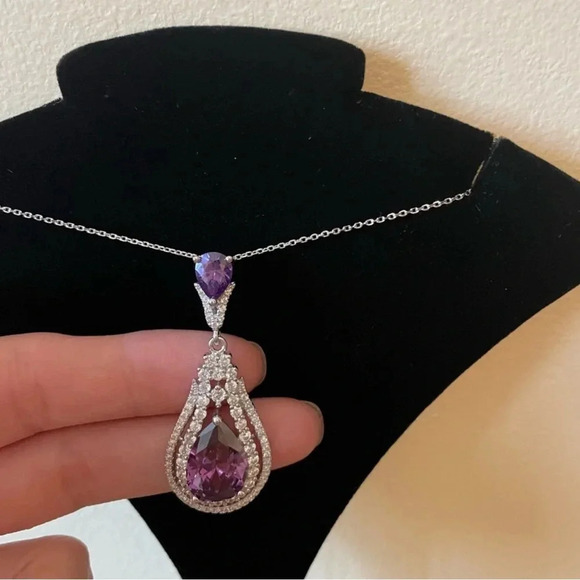 Sterling Silver 925 CZ Necklace - Picture 2 of 2